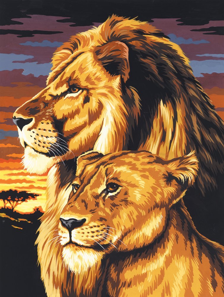Számozott vásznas kifestő - oroszlán