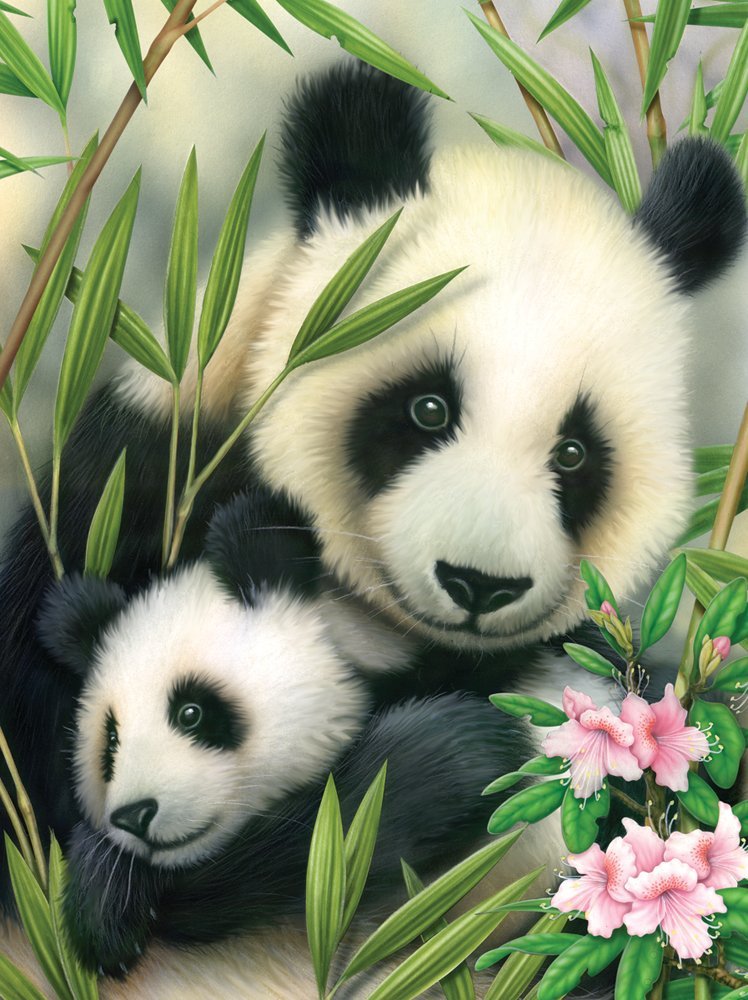 Számozott kifestő A4 formátumban - Panda kölyökkel