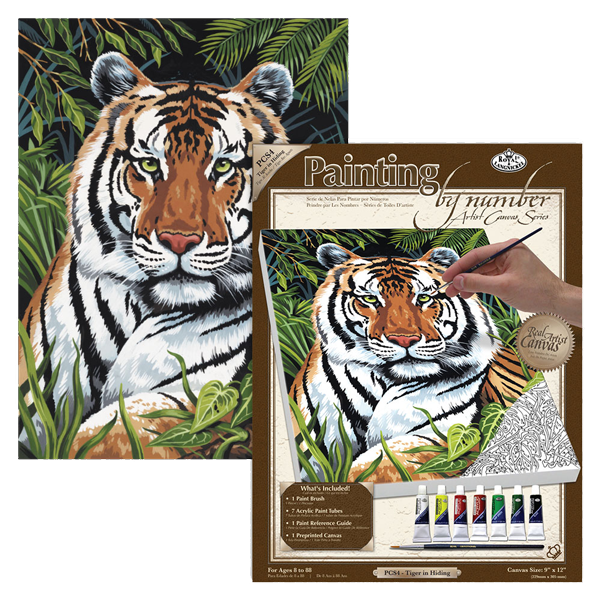 Számozott vásznas kifestő - Rejtett tigris