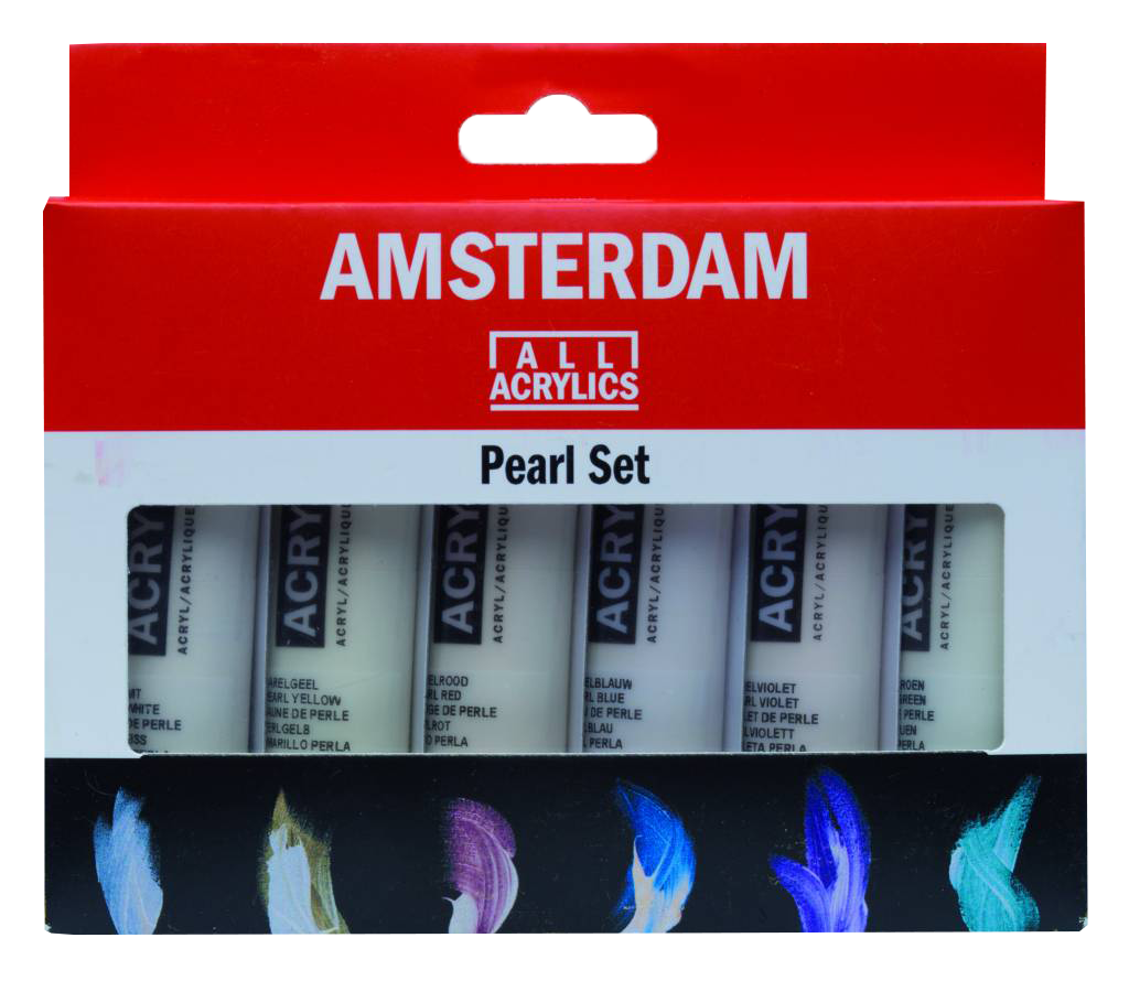 AMSTERDAM Gyöngyház színű akril festékek - 6 x 20 ml készlet