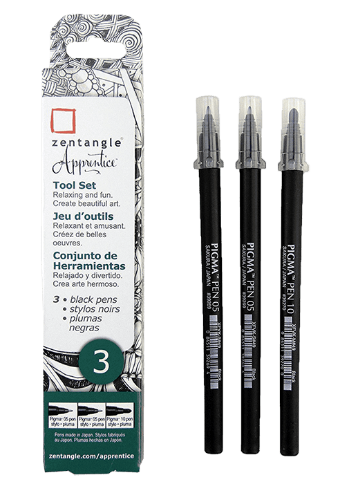 SAKURA Zentangle kreatív tollkészlet kezdőknek – 3 darabos készlet