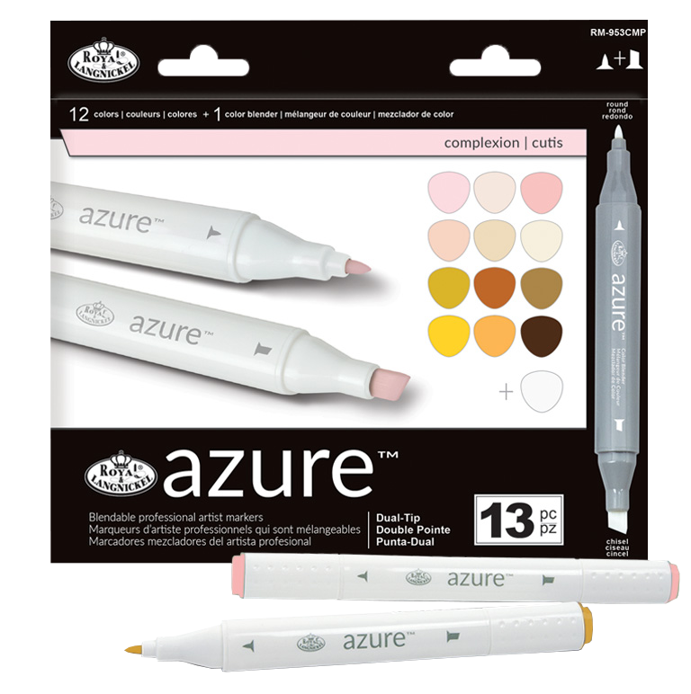 Filctoll készlet, AZURE Premium Marker-Complexion color, 12+1 db