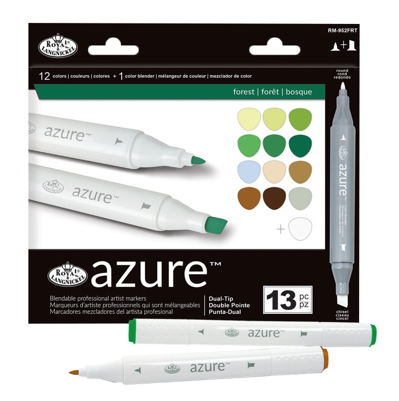 Filctoll készlet, AZURE Premium Marker- Forest color, 12+1 db