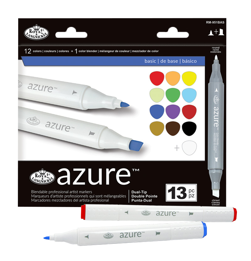 Filctoll készlet, AZURE Premium Marker-Basic color, 12+1 db