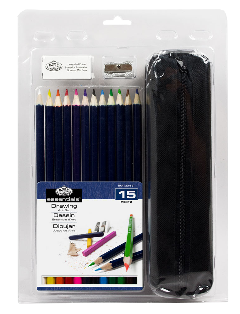 Színes rajzceruza készlet tolltartóval – készlet 15 db