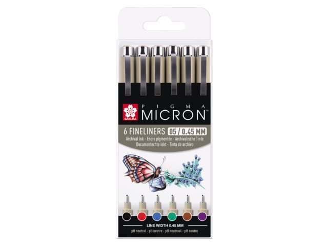 Kreatív tollak Pigma® Micron Sakura 05/0.45mm – készlet 6 db