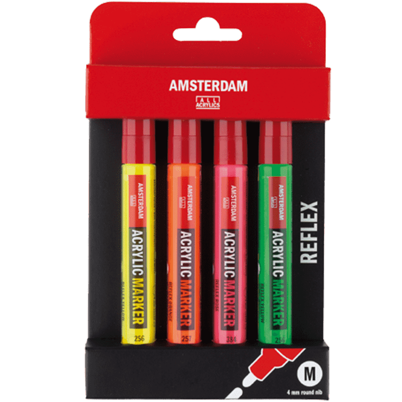 AMSTERDAM akril filctollak - Reflex set 4 x 4 mm