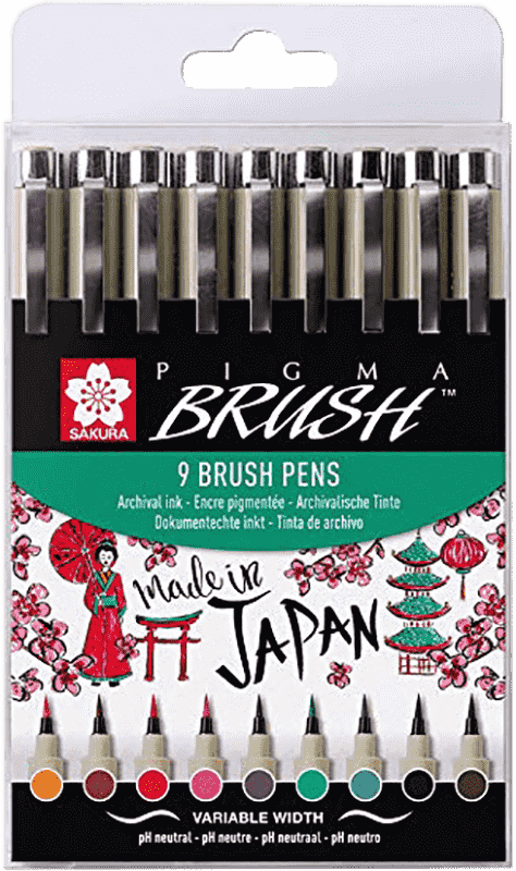 SAKURA Pigma® Brush kreatív tollak - készlet 9 db