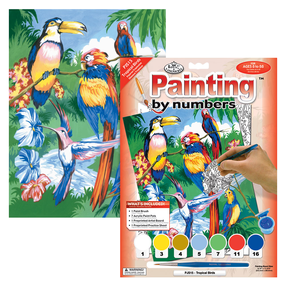 Számozott kifestő A4 formátumban - Trópusi madarak