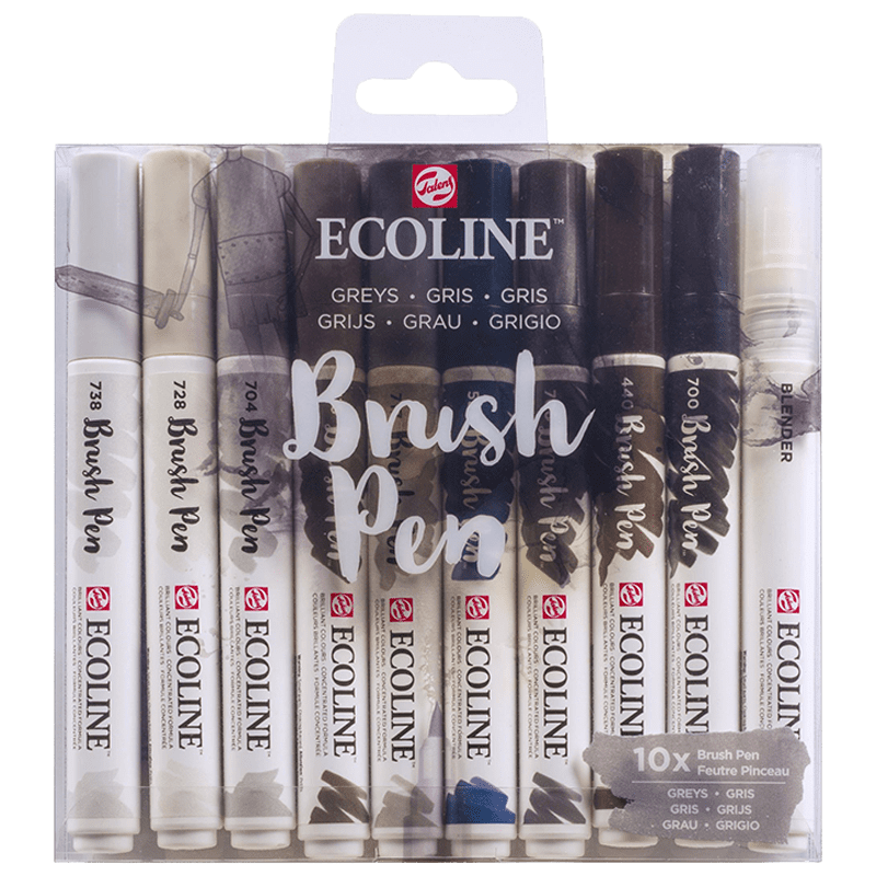 Ecoline akvarell tollak - készlet 10 db - Greys