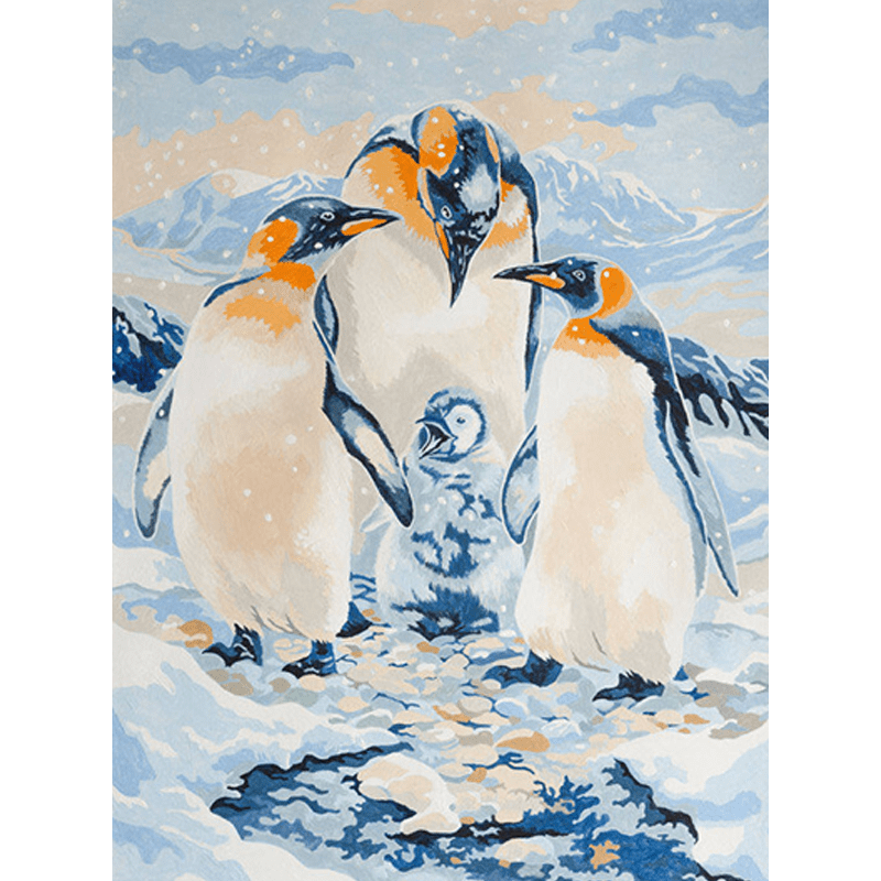 Számozott kifestő A4 formátumban - Pingvin család