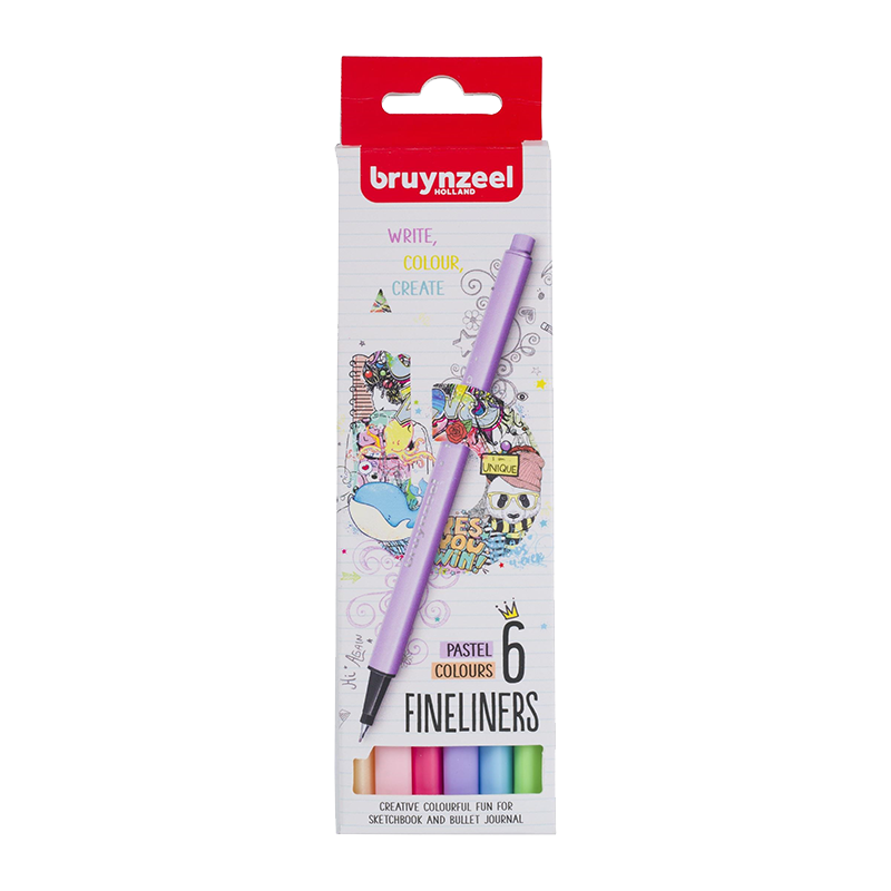 Bruynzeel Fineliners Marker készlet 6db - Pastel