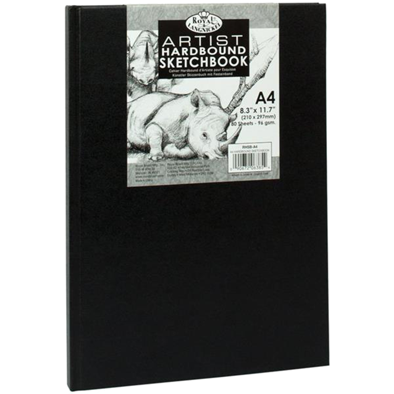 Royal & Langnickel fekete vázlatfüzet keményfedeles - 80 lap (96 g/m2) A4