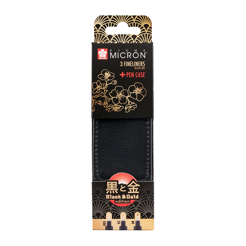 Sakura készlet Pigma Micron Black & Gold Edition 3db + tok